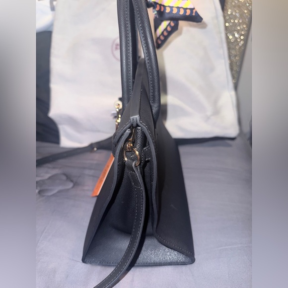 Elegant Black Handbag with Scarf Accent - Picture 5 of 15